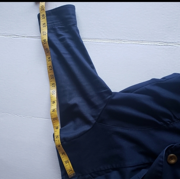 Navy Blue and Gold I.Q. Authentic Brand Button Blazer size Small - Picture 11 of 16